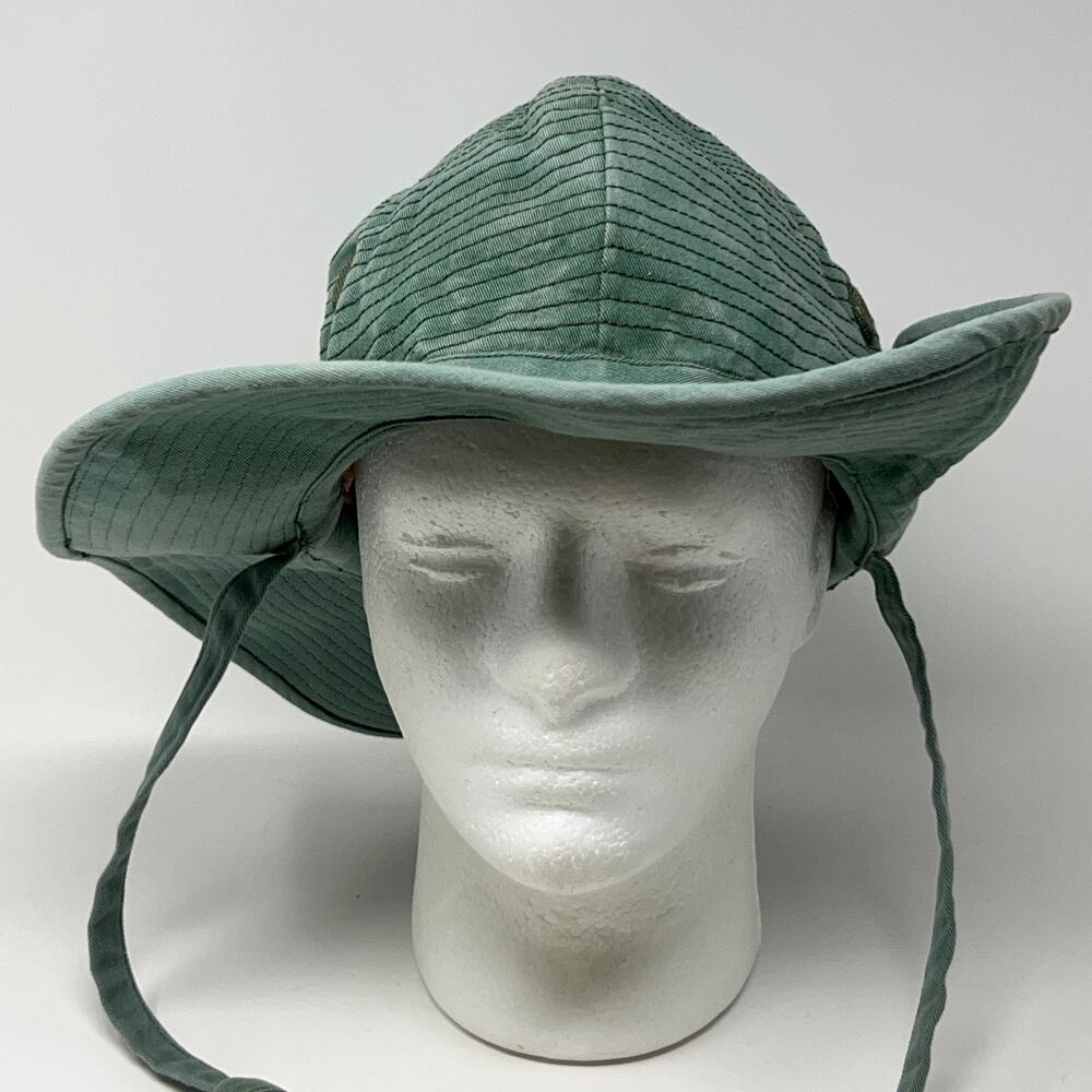 French Army Bush Hat L Large 58cm Boonie Style Green Canvas Wide Brim Chin Strap